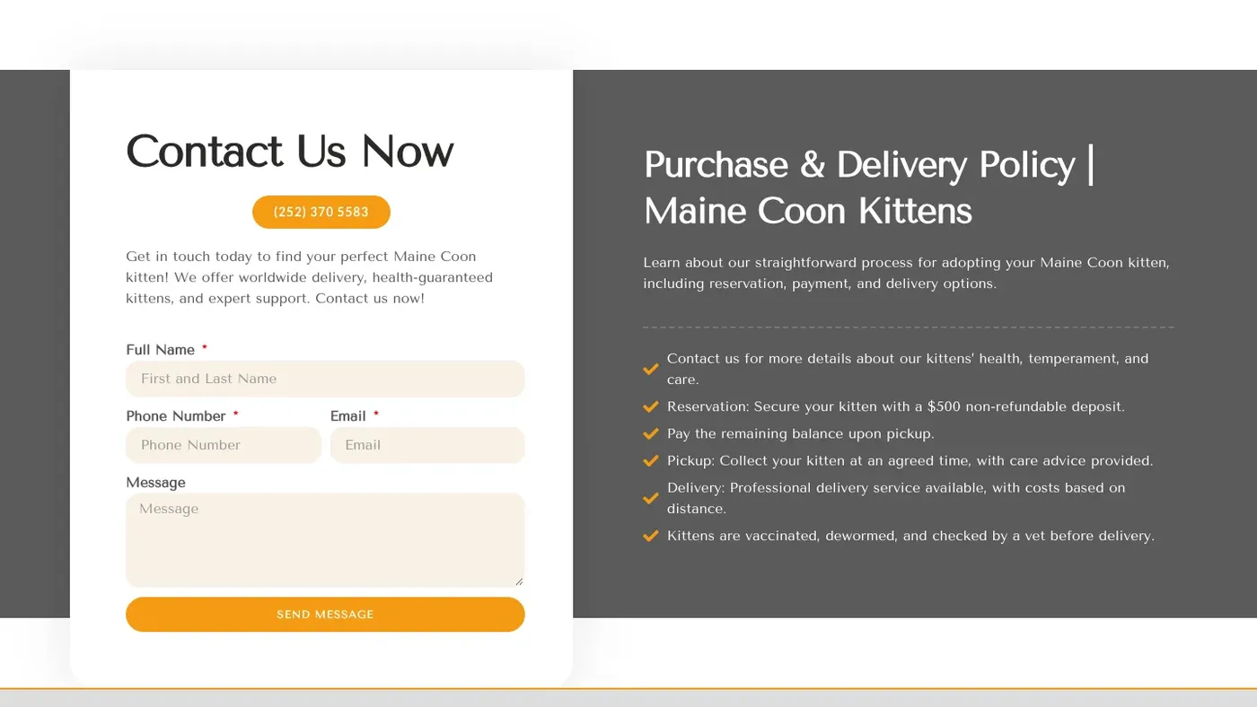 Cat Dreams US contact form and purchase and delivery policy