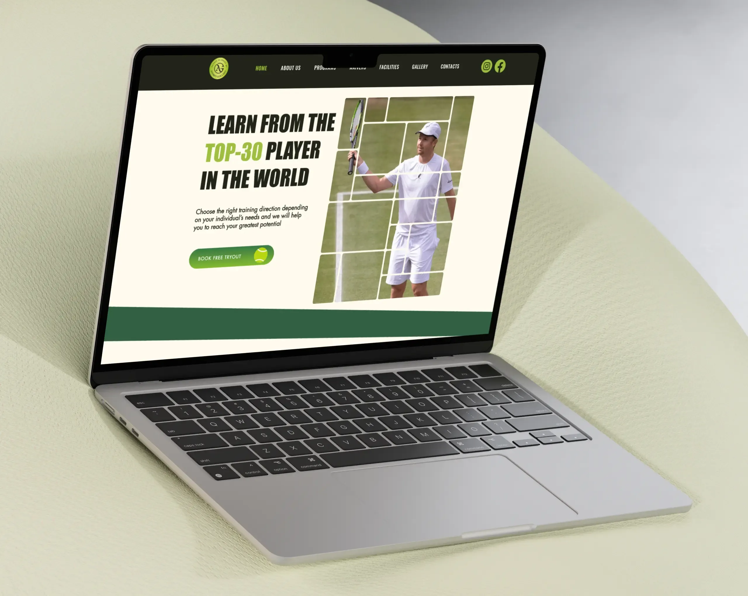 Sports academy website — AG Tennis Academy