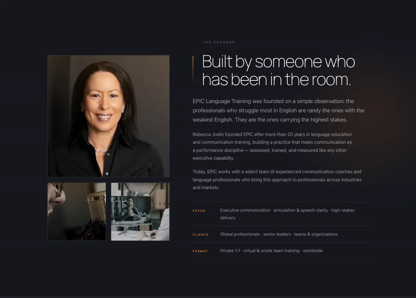 EPIC founder section: Built by someone who has been in the room