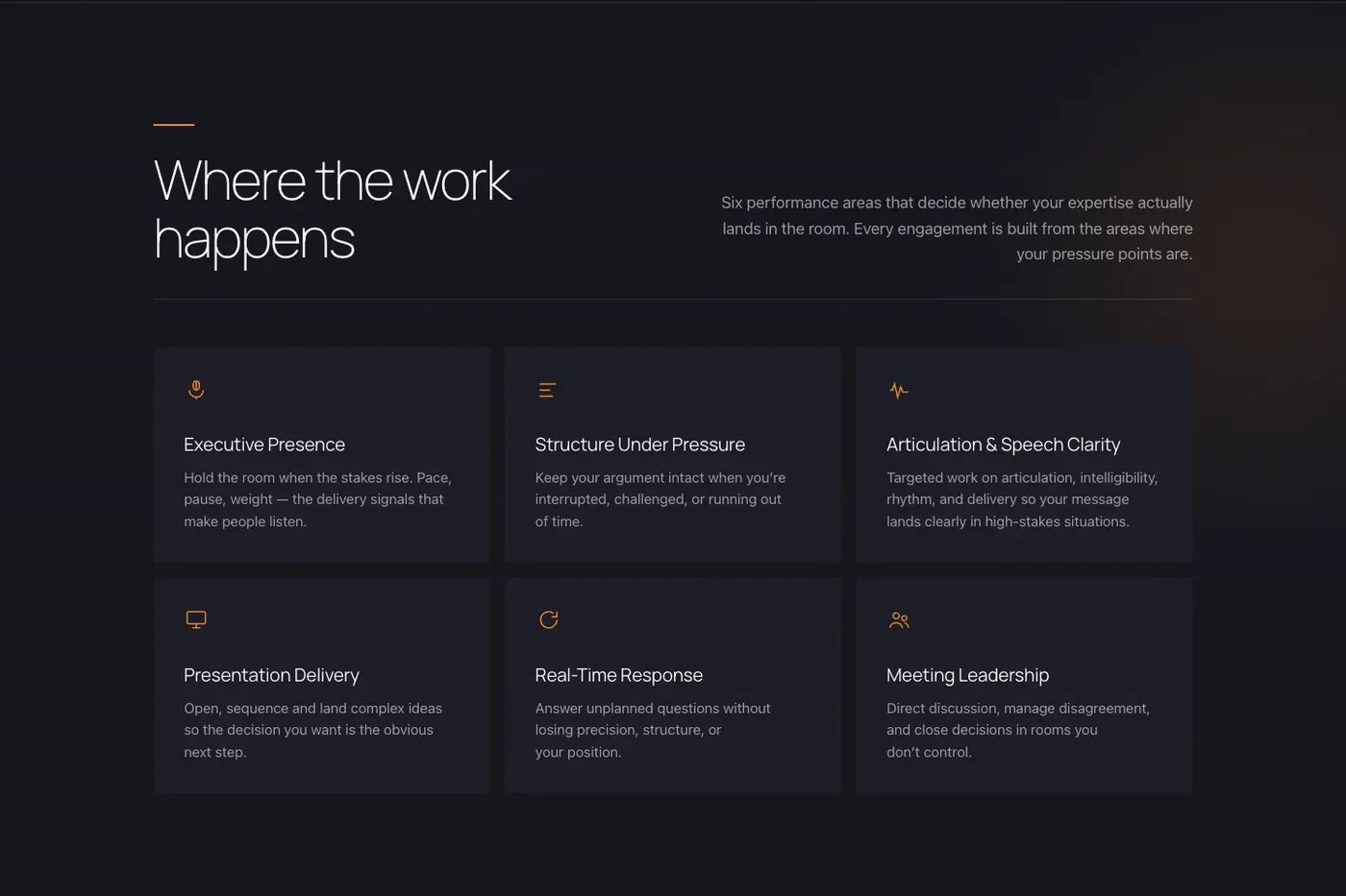 Where the work happens: six areas of executive communication