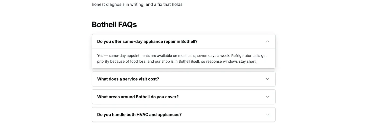 Bothell FAQs on the HotWire city page