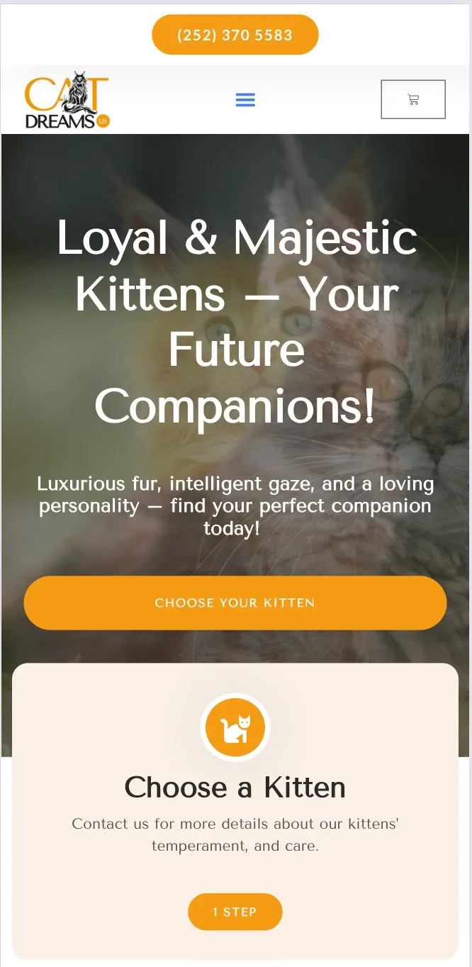 Cat Dreams US mobile version of the home page