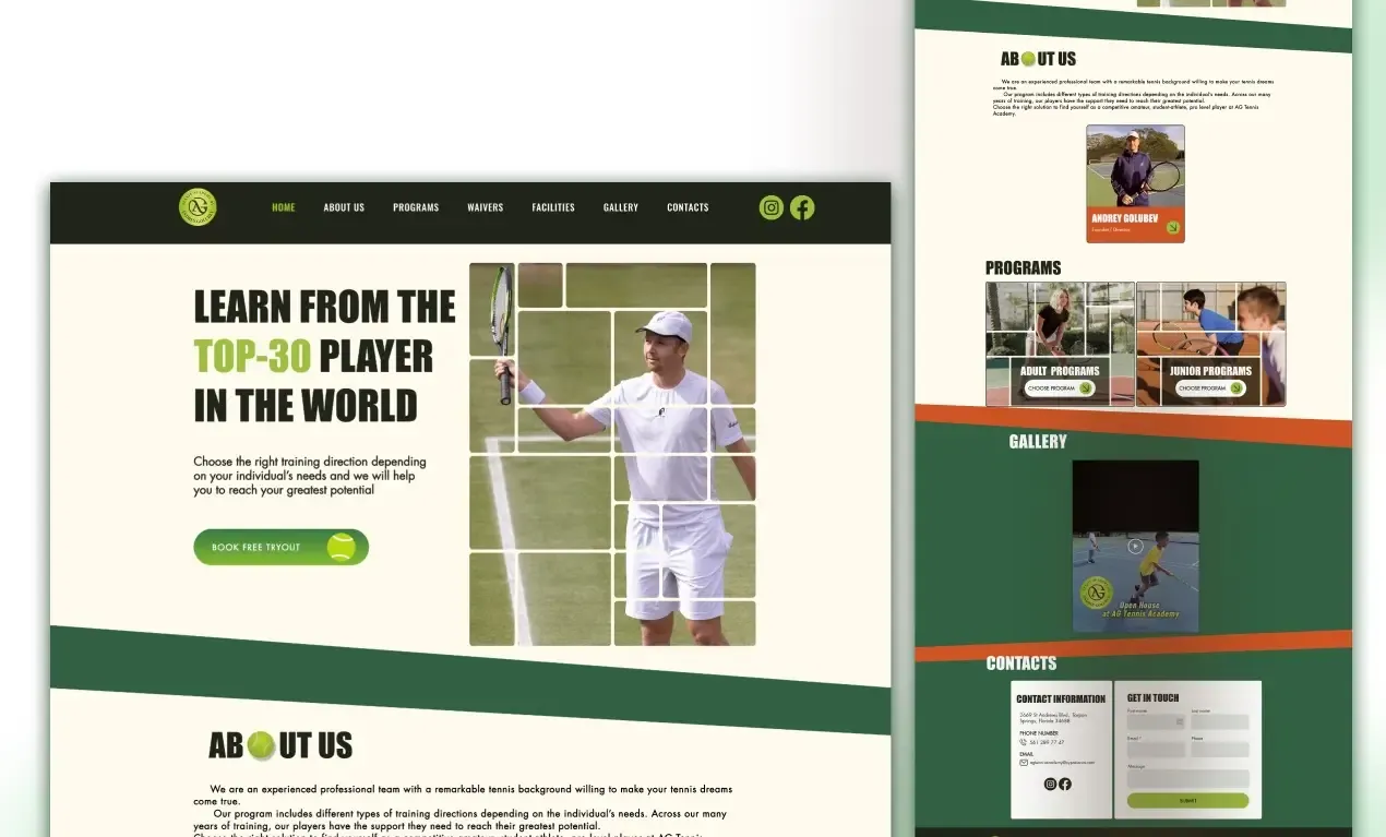 Website Design & Development for Tennis Academy in Tampa, FL