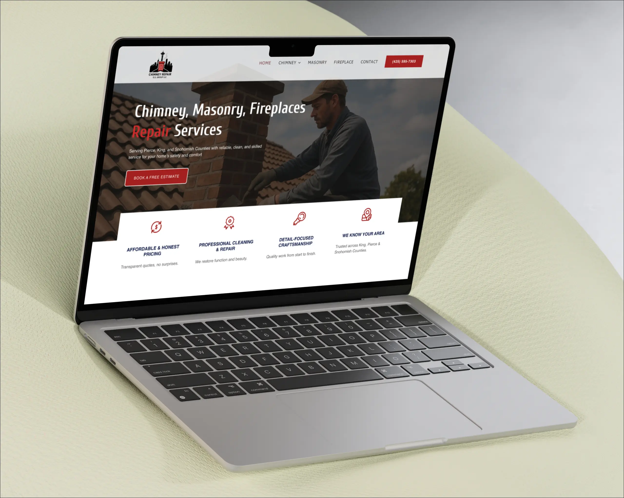 `WordPress website design for chimney and masonry repair company in Seattle — OS Group LLC`