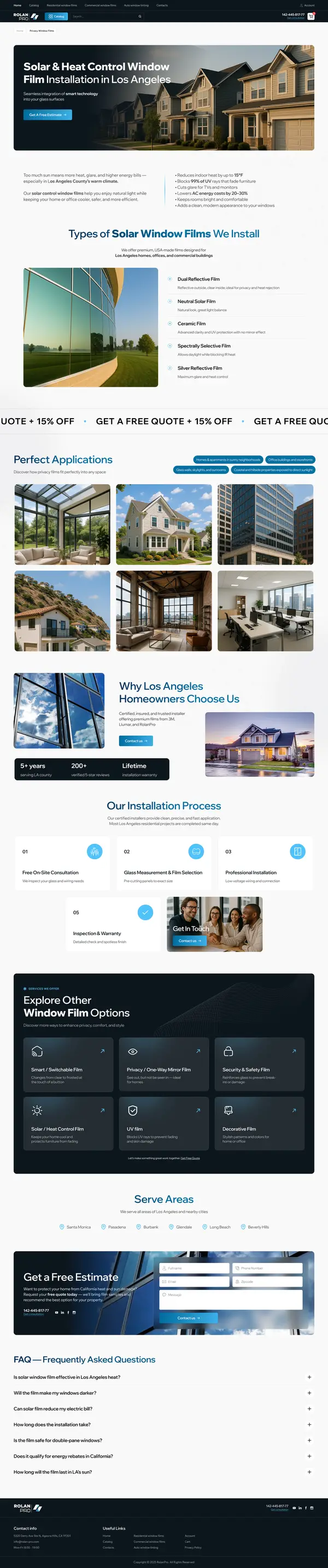 Rolan Pro — solar film landing page